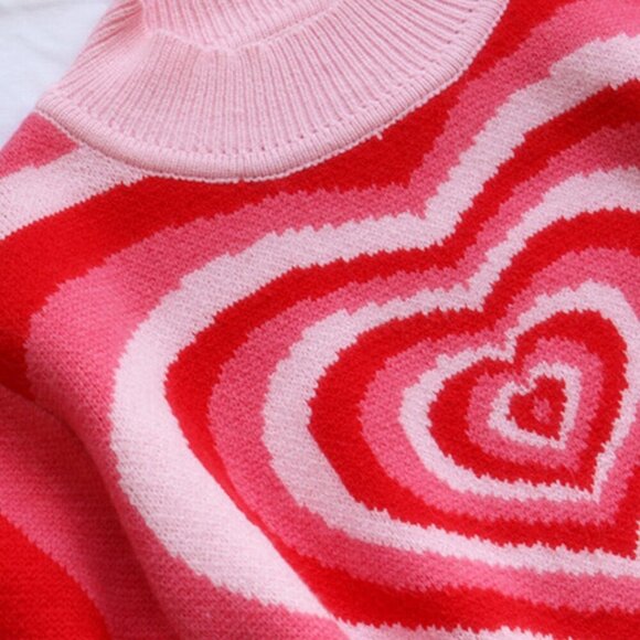 NWT Pink Heart Mock Neck Long Sleeve Sweater - Picture 13 of 13